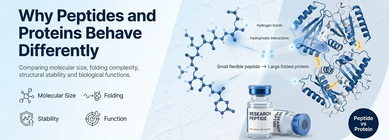 Why peptides and proteins behave differently based on size folding stability and molecular interactions
