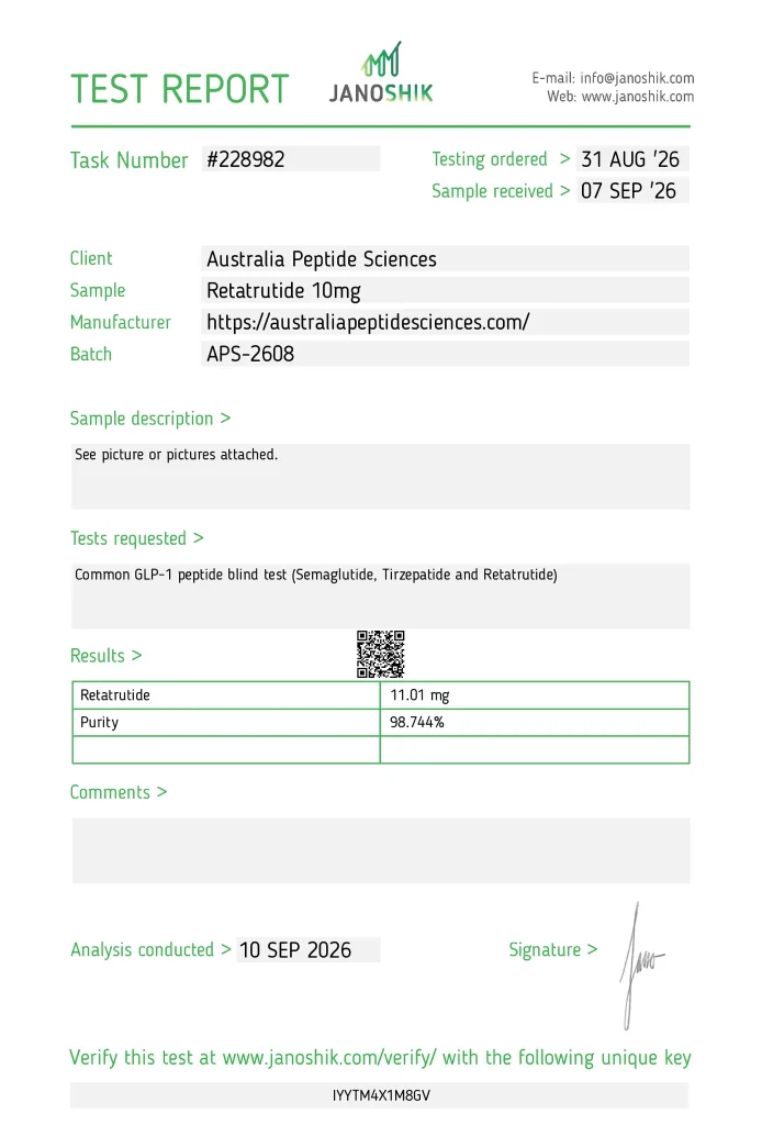 Retatrutide 10mg - Certificate