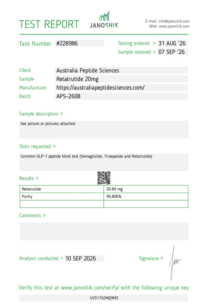 Retatrutide 20mg - Certificate