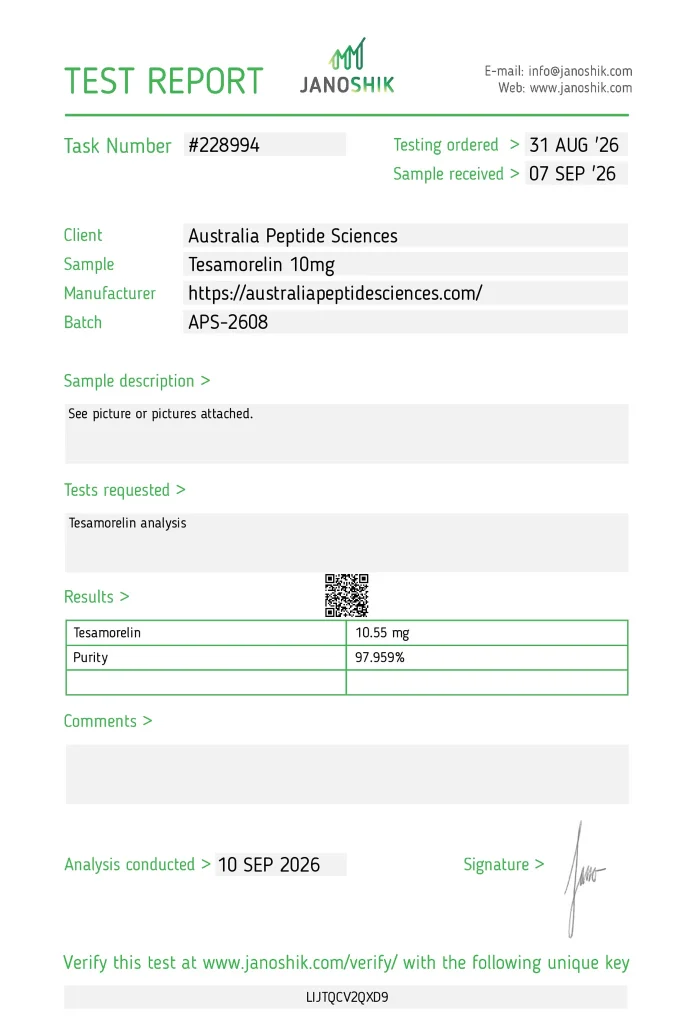 Tesamorelin 10mg - Certificate