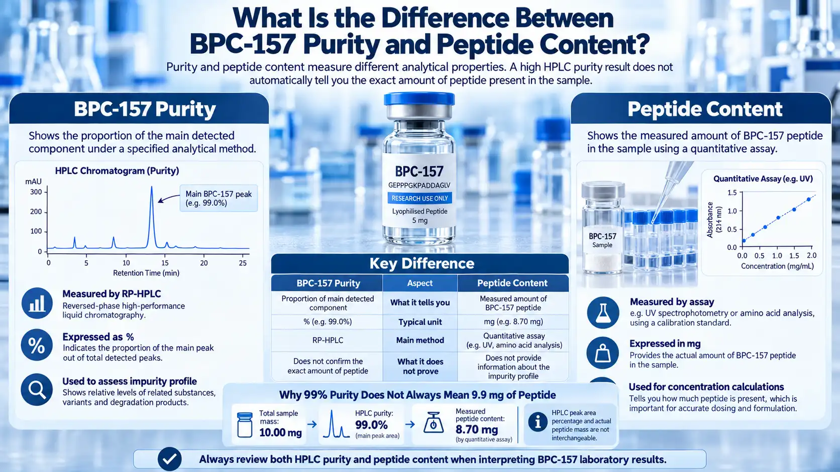 What Is the Difference Between BPC-157 Purity and Peptide Content